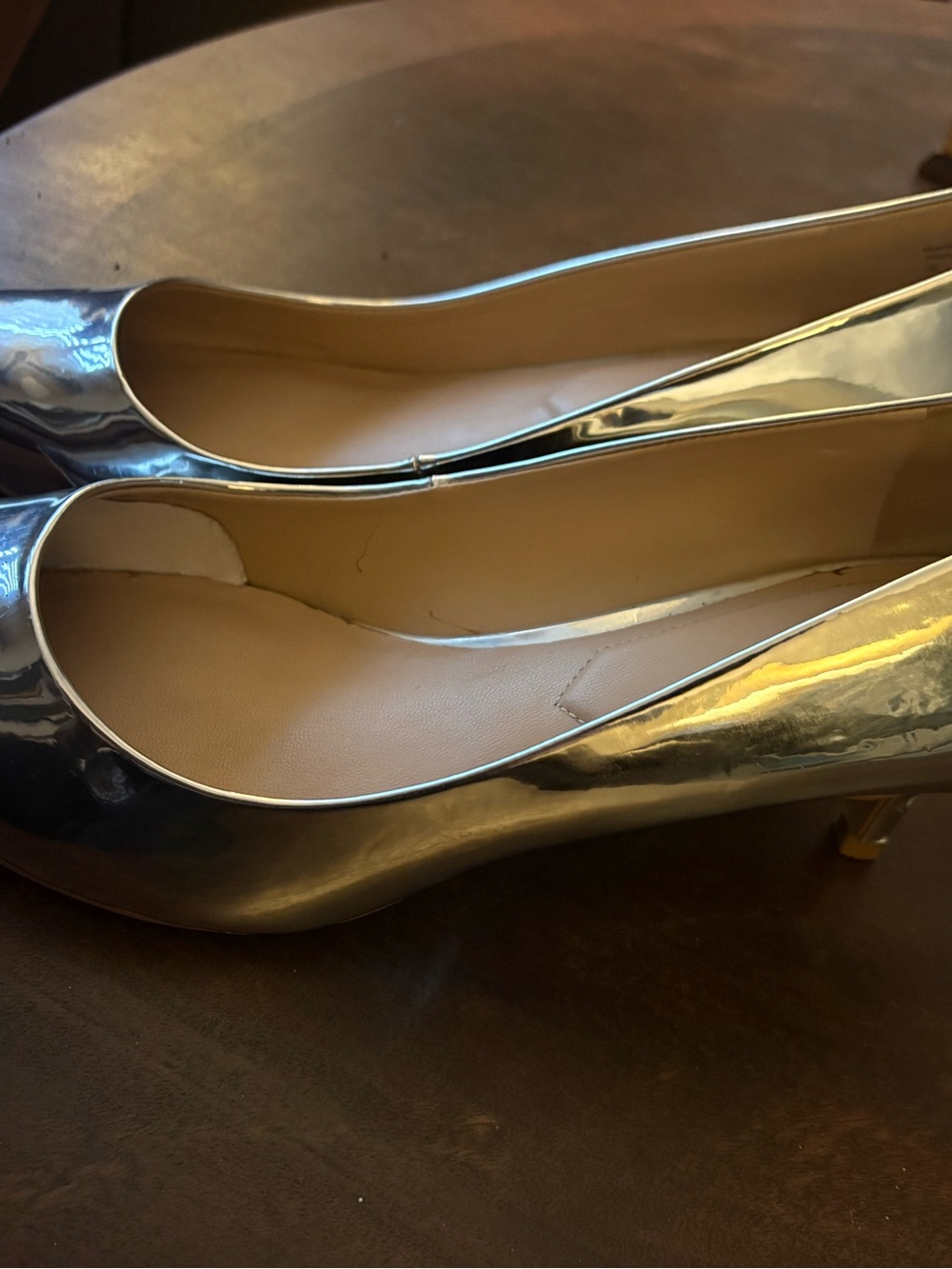 Aldo Metallic Silver Low Heel Pumps